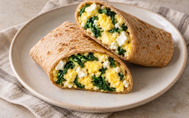 Serving illustration for Spinach and Feta Breakfast Wrap