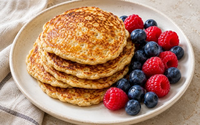 Serving illustration for Banana and Oat Blender Pancakes