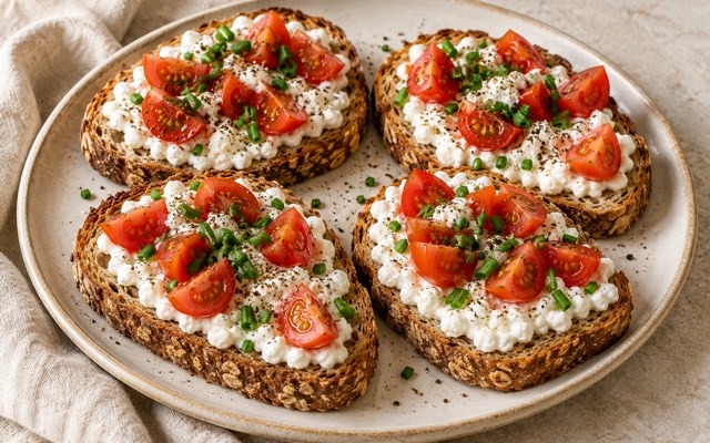 Serving illustration for Savory Cottage Cheese Toast with Tomatoes
