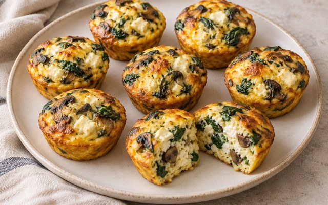 Serving illustration for Mushroom and Spinach Egg Muffins