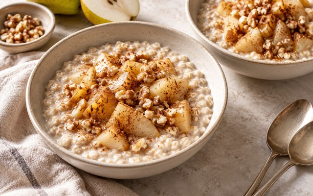 Serving illustration for Warm Pear and Walnut Porridge
