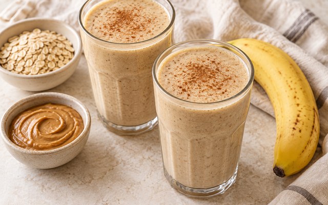 Serving illustration for Peanut Butter and Banana Breakfast Smoothie