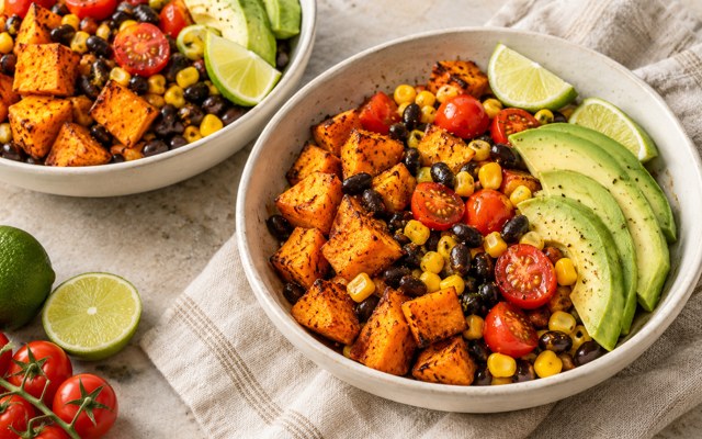 Serving illustration for Sweet Potato and Black Bean Bowls