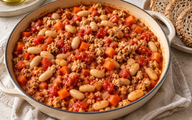 Serving illustration for Turkey and White Bean Skillet