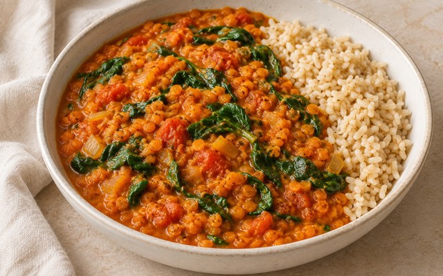 Serving illustration for Creamy Red Lentil and Tomato Dal