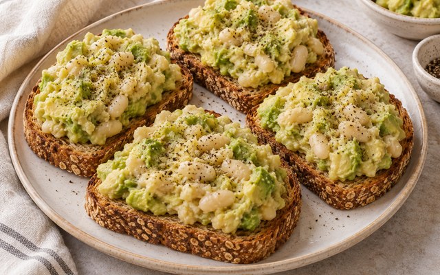Serving illustration for Avocado and White Bean Mash on Toast