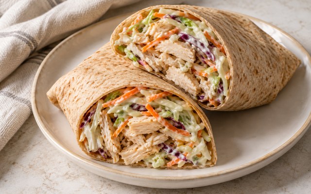 Serving illustration for Rotisserie Chicken and Crunchy Slaw Wraps