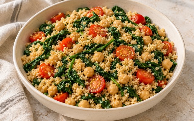 Serving illustration for Spinach and Chickpea Couscous Bowl