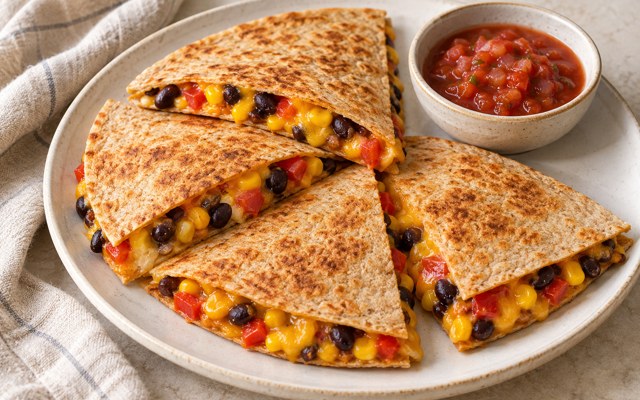 Serving illustration for Cheese and Black Bean Quesadillas
