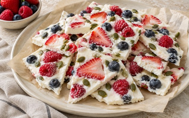 Serving illustration for Yogurt and Berry Freezer Bark