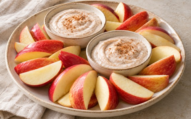 Serving illustration for Apple Wedges with Cinnamon Yogurt Dip