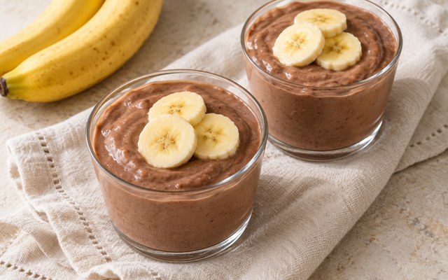 Serving illustration for Cocoa and Banana Yogurt Cups